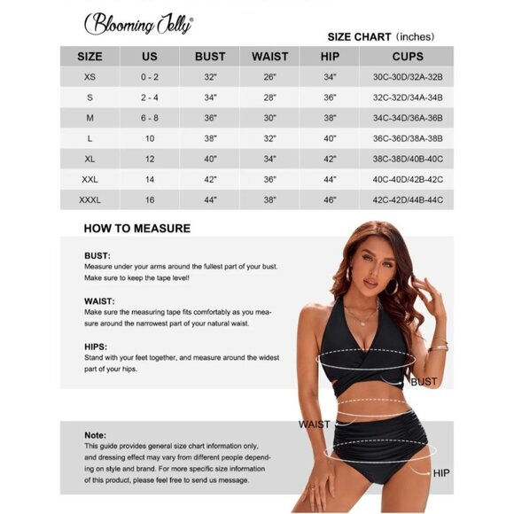 Womens Large Tummy Control Modest High Waisted Bikini Set Halter Top Swimsuit - Picture 3 of 12